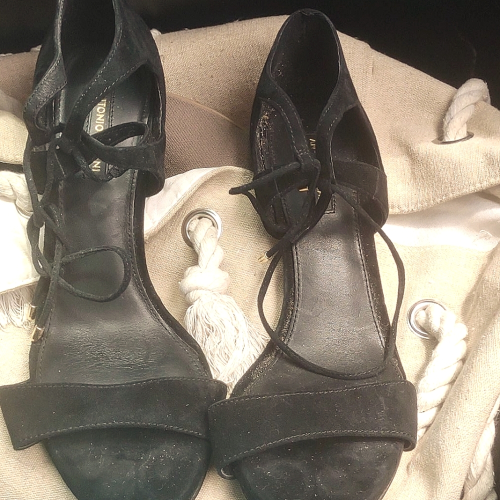 Antonio Melani Stiletto Black leather Suede 9.5M